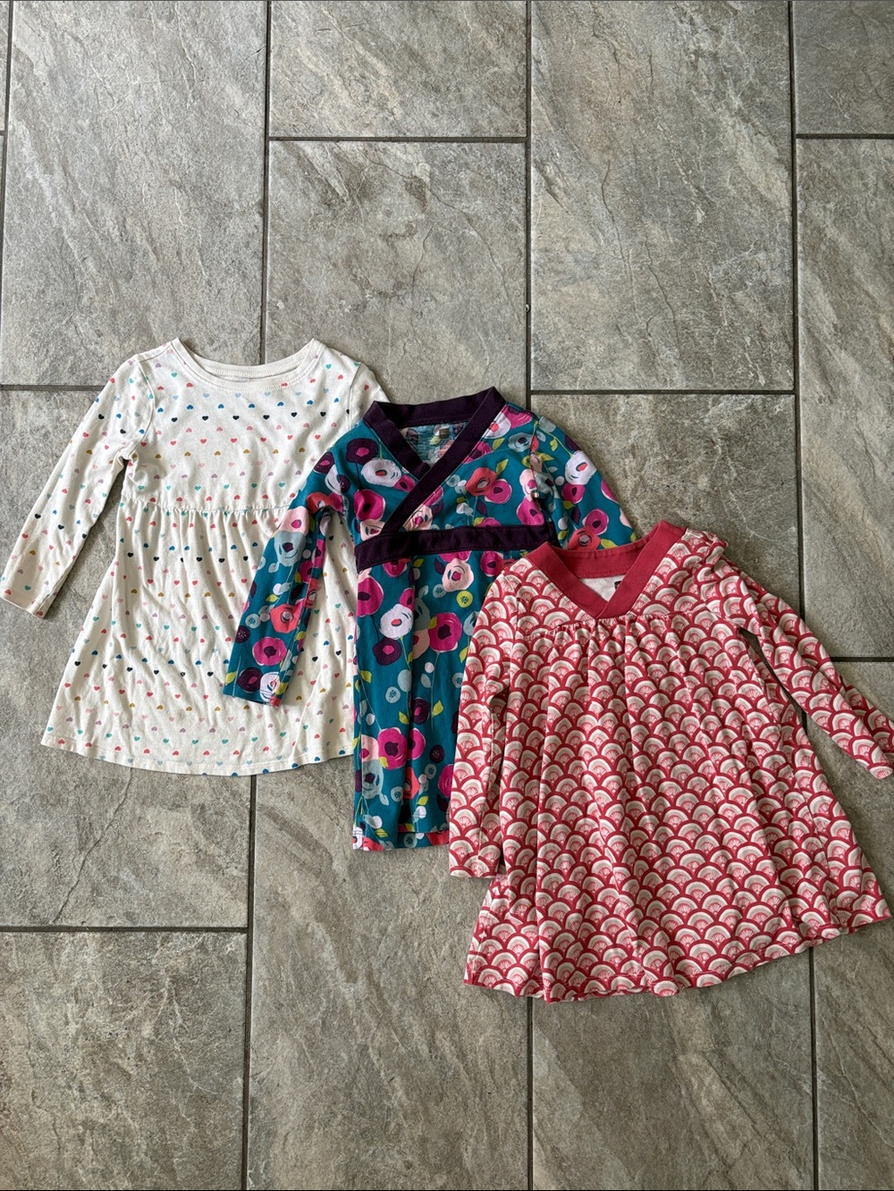 Girls' Patterned longsleeve cotton Dress bundle